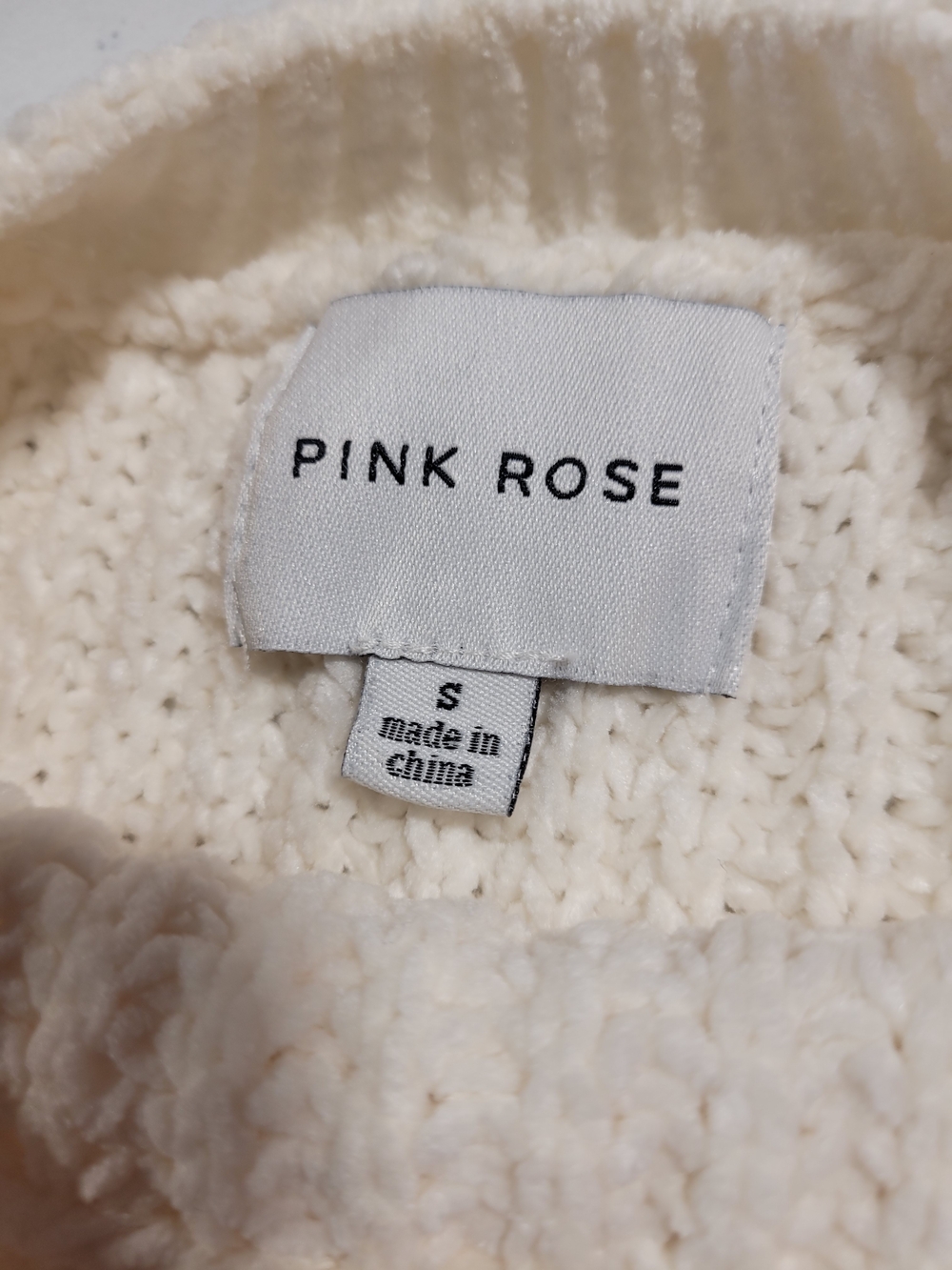 Pink Rose Ivory Fringe Crewneck Sweater - Picture 2 of 4